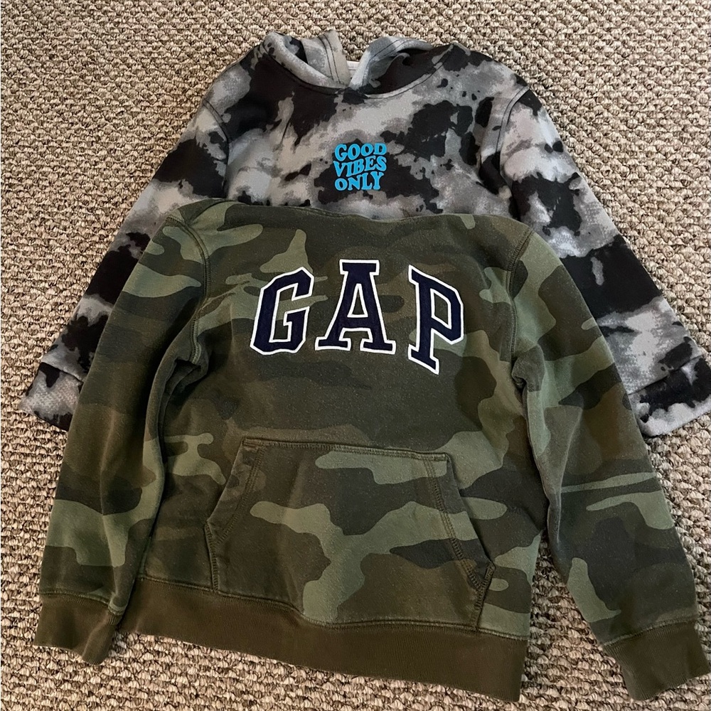 2 Hoodies - GAP Kids Camo Hoodie and Brooklyn Cloth pullover Hoodie Size 6